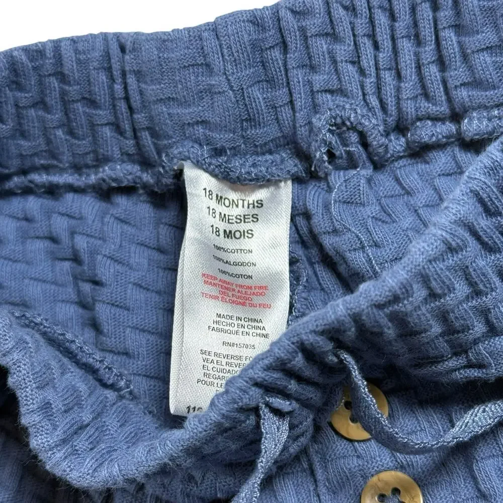 RZ Rachel Zoe Baby 18M Blue 2 Piece Set Cotton Textured Shirt Pants Outfit